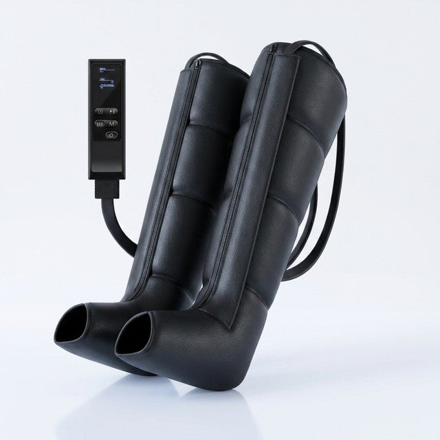 Leg Compression Massager,Professional Full Leg Sequential Pressure Boots, Air Compression Recovery System for Athletes - Circulation and Edema, RLS, Swelling, Pain Relief,9 Intensities 6 Modes — Studio Shot