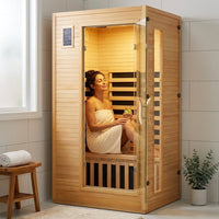 2024 Upgrade 1 to 2 Person Infrared Sauna, Low EMF Infrared Sauna for Home, Indoor Sauna Room, Hemlock Wooden Far Infrared Sauna, Dry Sauna with Bluetooth Speakers, LED Reading and Chromotherapy Lamp — Lifestyle