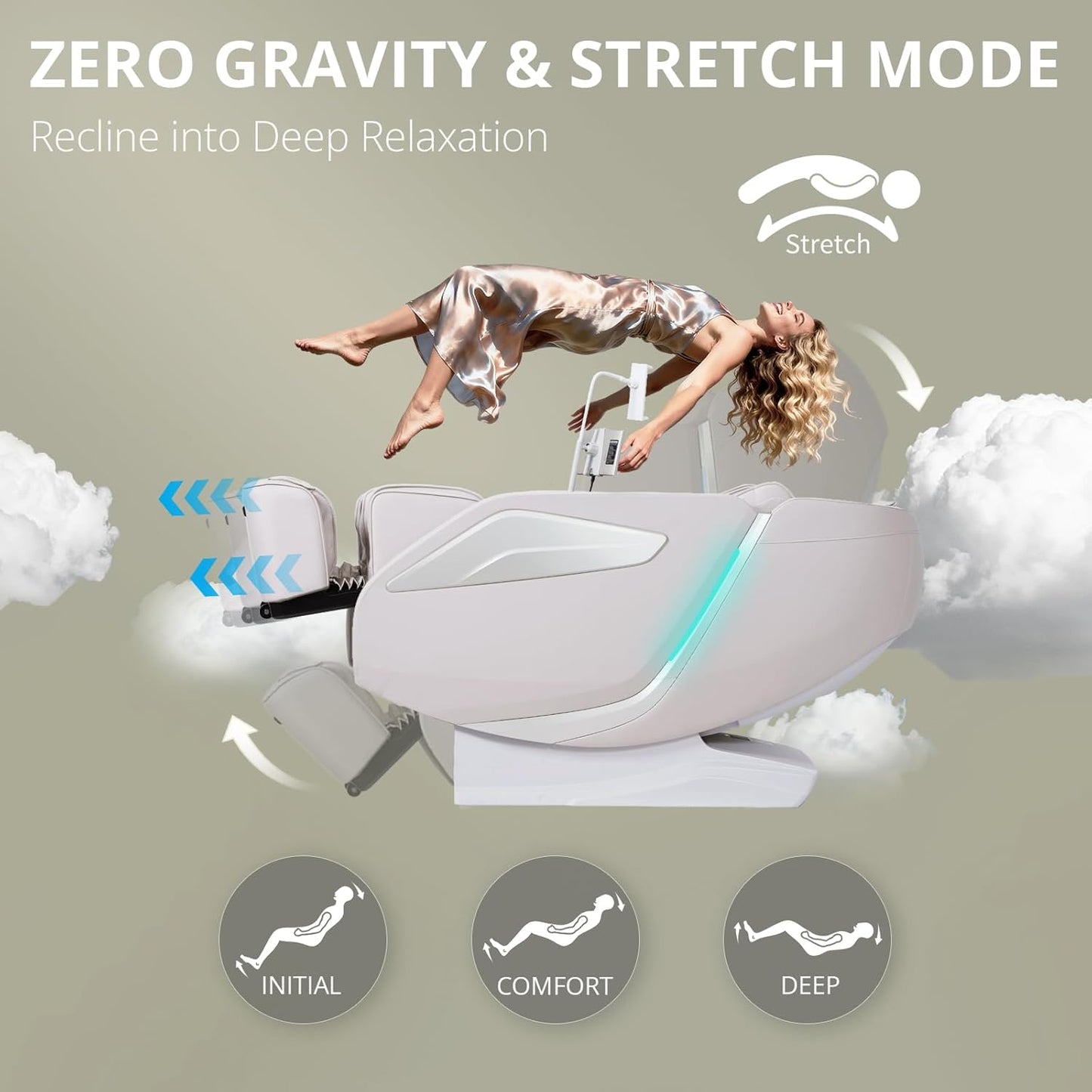 4D Massage Chair Full Body Zero Gravity Sl-Track Body Scan & Stretch, Beige | with Body Scan & Stretch, 40 Airbags - Shiatsu, Knead, Foot Rollers, Voice & APP Control, 15 Auto Modes & 9 Techniques
