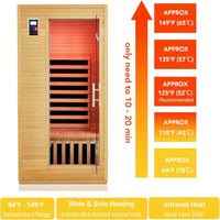 Infrared Sauna Designed for Home Use, Low EMF Carbon Crystal Heating, Hemlock Wood, Bluetooth Speakers