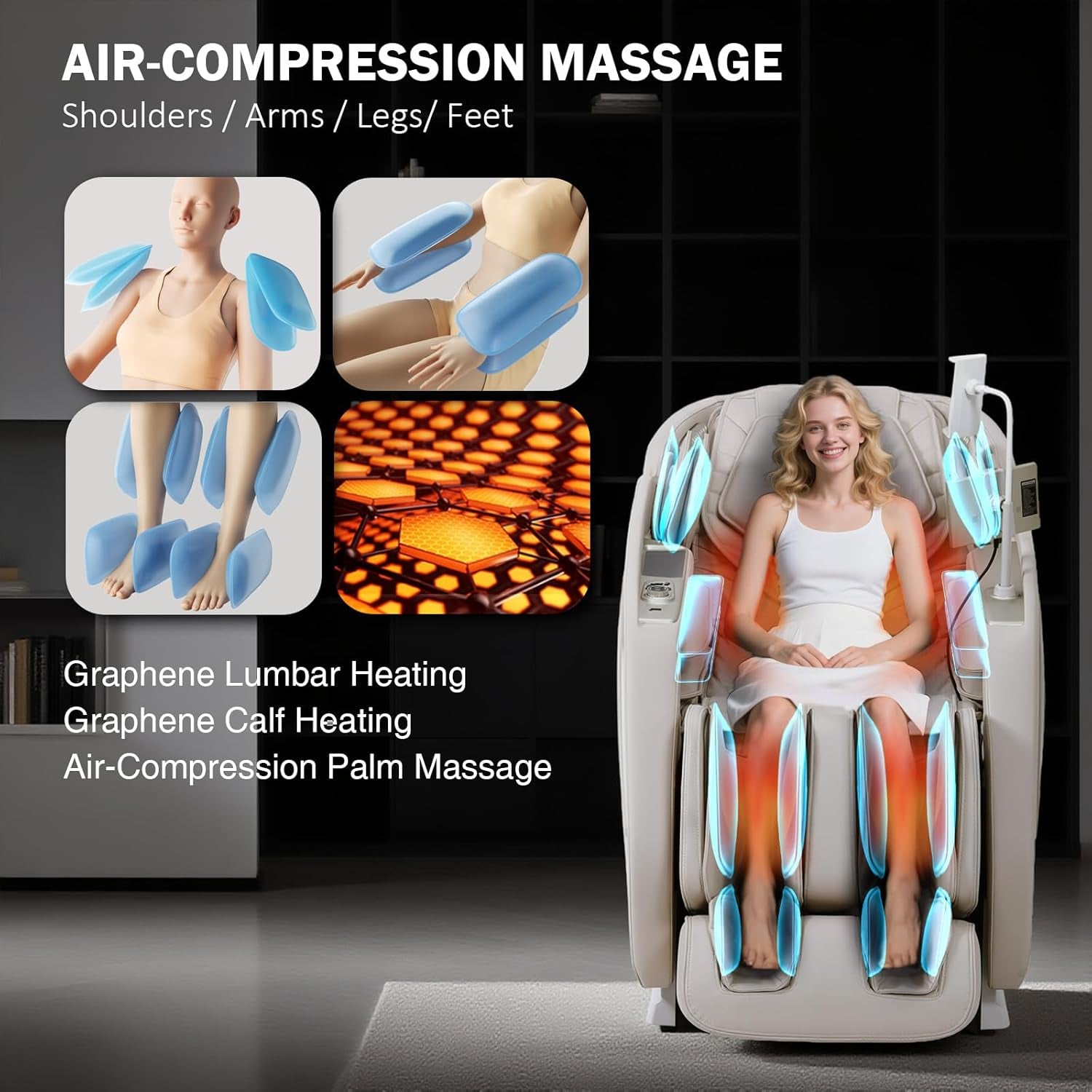 4D Massage Chair Full Body Zero Gravity Sl-Track Body Scan & Stretch, Beige | with Body Scan & Stretch, 40 Airbags - Shiatsu, Knead, Foot Rollers, Voice & APP Control, 15 Auto Modes & 9 Techniques