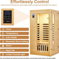 Infrared Sauna Designed for Home Use, Low EMF Carbon Crystal Heating, Hemlock Wood, Bluetooth Speakers