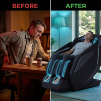 4D Massage Chair: Full Body Zero Gravity Massage Chair Full Body SL Track Chair Massage Black — Before & After