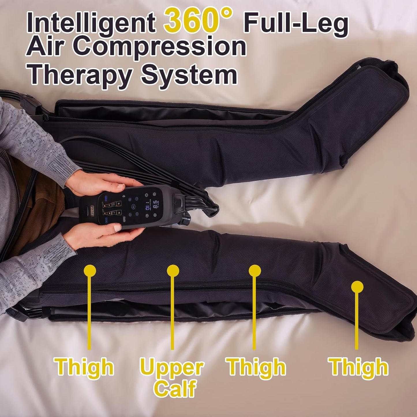 Air Compression Therapy System, Leg Massager for Pain and Circulation, Full Leg Recovery Boots Cordless Air Compression Boots, Fast Recovery Therapy for Athletes, M