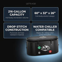 Inflatable Ice Bath Tub for Athletes – 216-Gallon Cold Plunge Tub with Insulated Lid, Full-Body Stretch Design, Insulated & Water Chiller Compatible, Portable for Indoor & Outdoor Recovery — Results & Stats