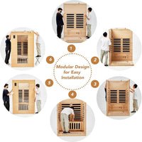 Infrared Sauna Designed for Home Use, Low EMF Carbon Crystal Heating, Hemlock Wood, Bluetooth Speakers