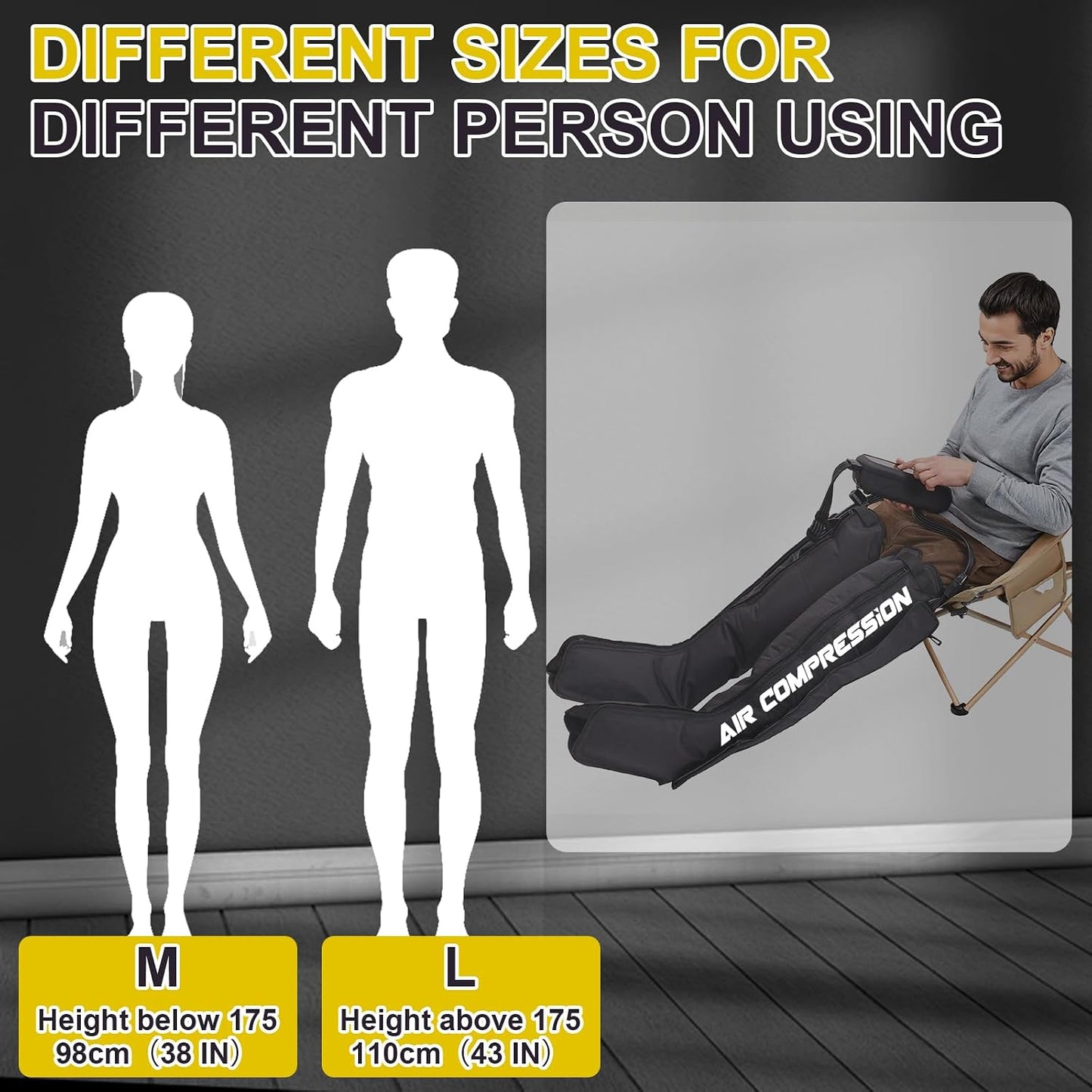 Air Compression Therapy System, Leg Massager for Pain and Circulation, Full Leg Recovery Boots Cordless Air Compression Boots, Fast Recovery Therapy for Athletes, M