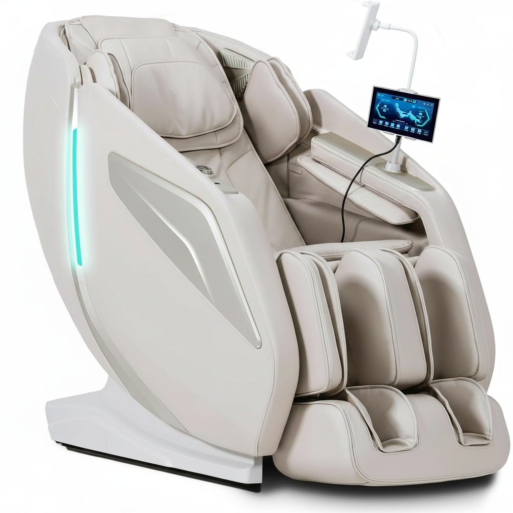 4D Massage Chair Full Body Zero Gravity Sl-Track Body Scan & Stretch, Beige | with Body Scan & Stretch, 40 Airbags - Shiatsu, Knead, Foot Rollers, Voice & APP Control, 15 Auto Modes & 9 Techniques