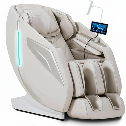 4D Massage Chair Full Body Zero Gravity Sl-Track Body Scan & Stretch, Beige | with Body Scan & Stretch, 40 Airbags - Shiatsu, Knead, Foot Rollers, Voice & APP Control, 15 Auto Modes & 9 Techniques